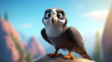 a cute little Peregrine Falcon in Disney cartoon style. Generative AI photo