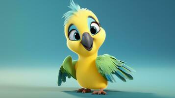 a cute little Parrot in Disney cartoon style. Generative AI photo