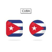 Flag of Cuba 2 Shapes icon 3D cartoon style. vector