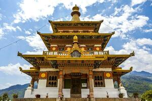 Exterior of the Khamsum Yeulley Namgyal chorten temple in Punakha, Bhutan, Asia photo