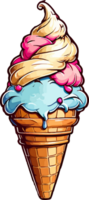 Ice Cream Cone Illustration AI Generative png