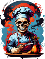 Skull Chef Cartoon AI Generative png