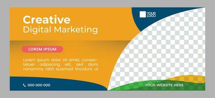 Creative Business Digital Marketing Agency Cover Web Banner Ads Template Design with Place for Photo vector