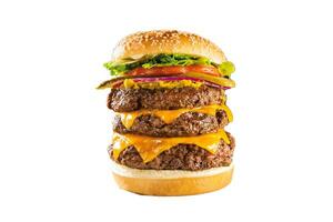tararear hamburguesa, queso hamburguesa, vegetal hamburguesa, Comida rápida, carne de vaca hamburguesa, cebolla, pan, salsa de tomate foto