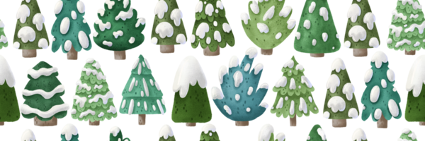 abeto árvore com neve. desatado padronizar com sempre-verde árvores, abeto. infantil simples ilustração. sem fim fundo. inverno panorama png