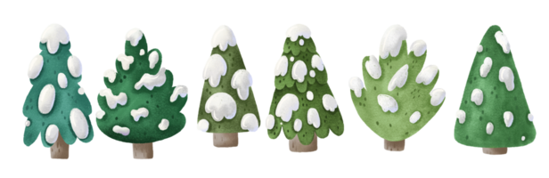 verzameling van Kerstmis bomen hand- geschilderd geïsoleerd illustratie png