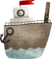 Meer Transport Illustration. süß kindisch Clip Art mit Schiff. nautisch png