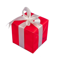 Red gift box with white bow isolated element png