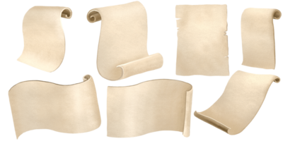 oud wijnoogst papier. lakens set, verzameling. hand- geschilderd retro leeg lege plekken. papier bladzijde png