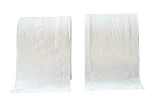 set of two separated tissue paper rolls isolated on white background with clipping path. Front view photo of tissue roll collection