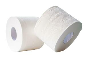 Two rolls of white tissue paper or napkin is stack isolated on white background with clipping path photo