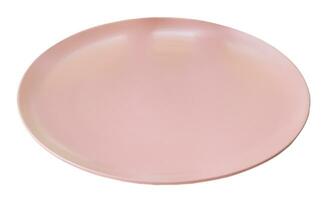 Beautiful pink ceramic plate isolated on white background with clipping path photo