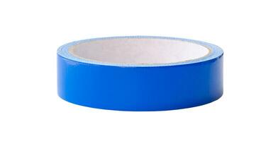 Blue vinyl adhesive tape isolated on white background with clipping path. Close up photo