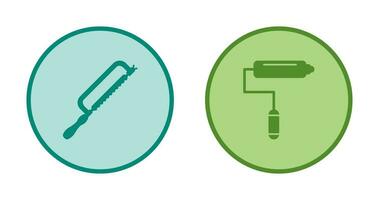 Hacksaw and Paint Roller Icon vector