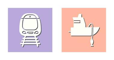 Train and Fishing Boat Icon vector