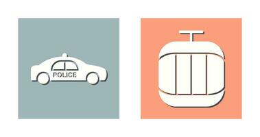 Police Car and Cable Car Icon vector