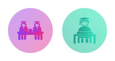 Combined Study and Studying on Desk Icon vector