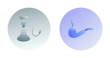 hookah and lit smoking pipe  Icon vector