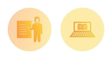 Online Books and Male Presenter Icon vector