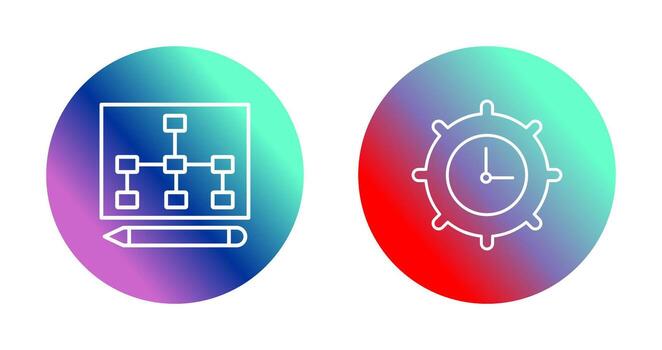 dibujar jerarquía y hora ajuste icono vector