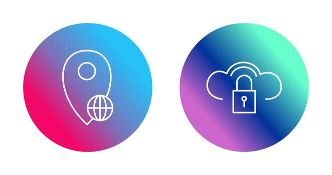 global ubicación y seguro nube icono vector
