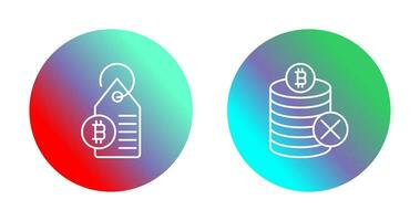 Not Accepted and Bitcoin Label Tag Icon vector