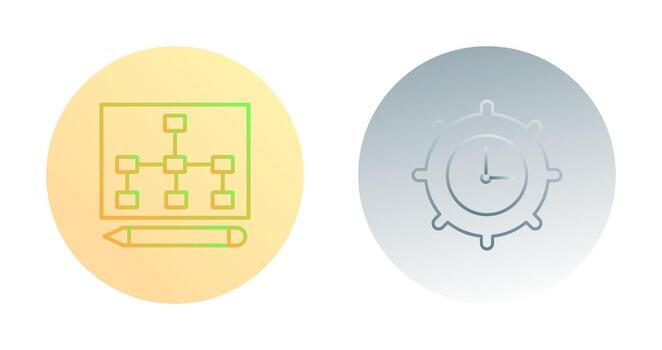 dibujar jerarquía y hora ajuste icono vector