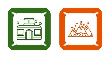 Mountain and Cable Car Icon vector