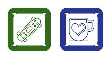 Skateboard and Mug Icon vector