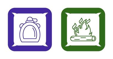 Canteen and Bonfire Icon vector