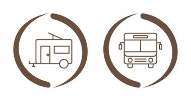 autobús y remolque icono vector