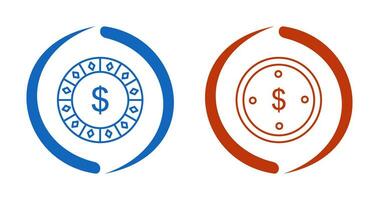 dollar chip and dolllar coin Icon vector