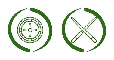 roulette and Pool cue  Icon vector