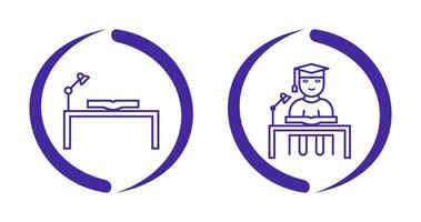 study desk and studying on desk  Icon vector