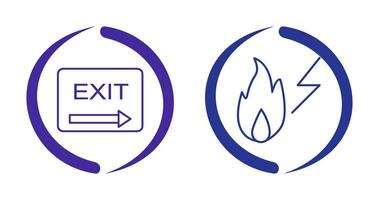 exit and electricity fire Icon vector