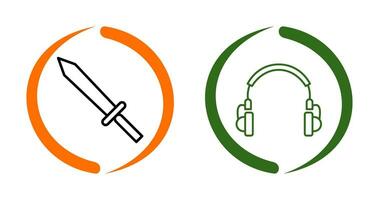 Headphones and Sword Icon vector