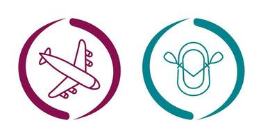 Landing Airplane and Dinghy Icon vector