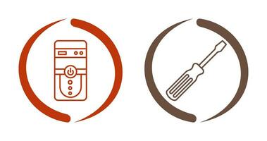 Cpu and Screw driver Icon vector