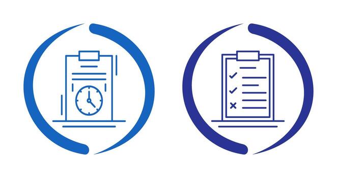 hora administración y Lista de Verificación icono vector