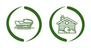 Snowmobile and Cabin Icon vector