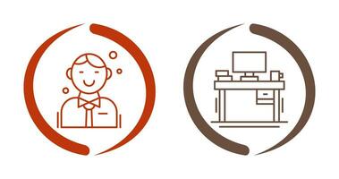 Employee and Desk Icon vector