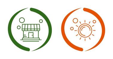 Store and Sun Icon vector