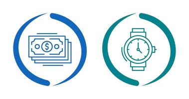 Money and Wristwatch Icon vector