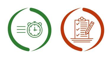 Stopwatch and Check List Icon vector
