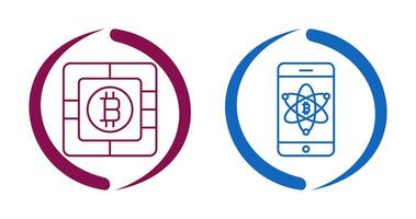 bitcoin chip y móvil icono vector