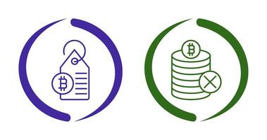 Not Accepted and Bitcoin Label Tag Icon vector