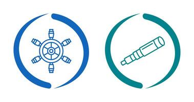 Ship Wheel and Binocular Icon vector