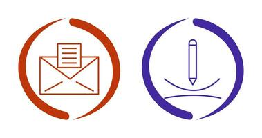 email documents and draw curve Icon vector