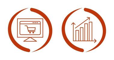 ecommerce website and rising statistics Icon vector