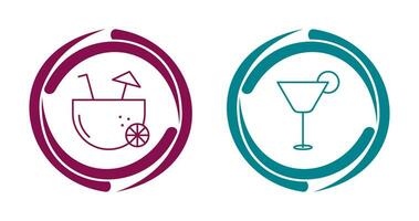 coconut drink and cocktail drink  Icon vector